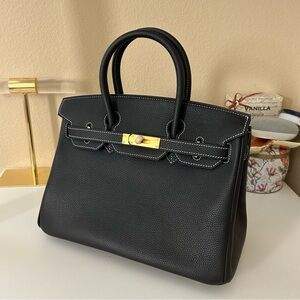 Top Handle Belted Satchel 30cm Black
